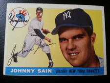 1955 Topps baseball EX-EX+ set break  Rare High Number #193 Johnny Sain