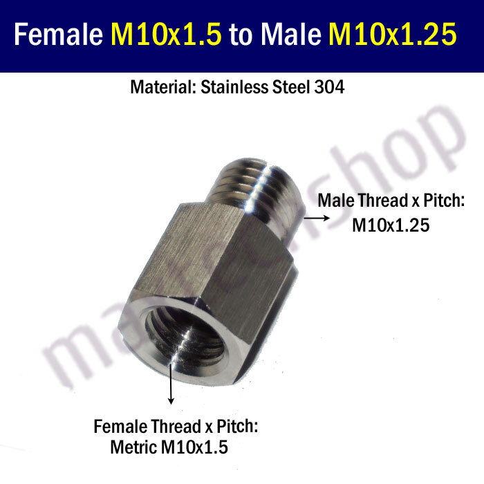 M10x1.5 Female to M10x1.25 Male M10 Pipe Fitting Thread Adapter 