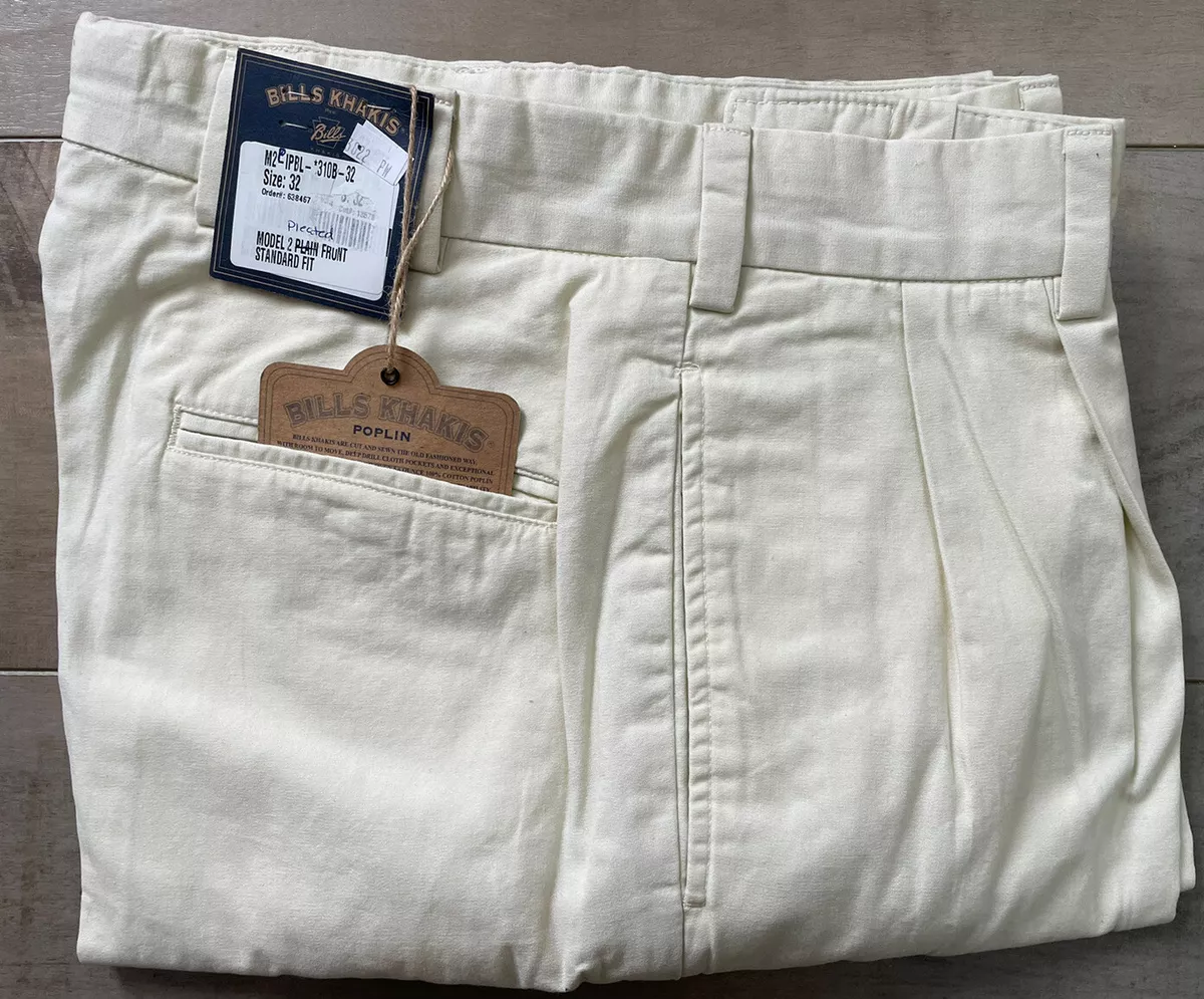 NEW Bills Khakis M2P-IPBL POPLIN Pleated Front STANDARD FIT IVORY SZ 32x31 $165