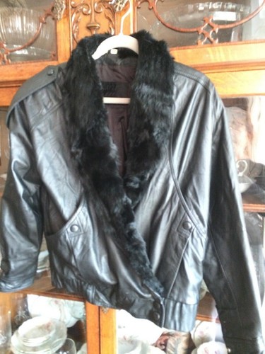 Mario Zarrelli Leather Jacket With Rabbit Fur Collar, And 100% Satin Lining - Photo 3 sur 7