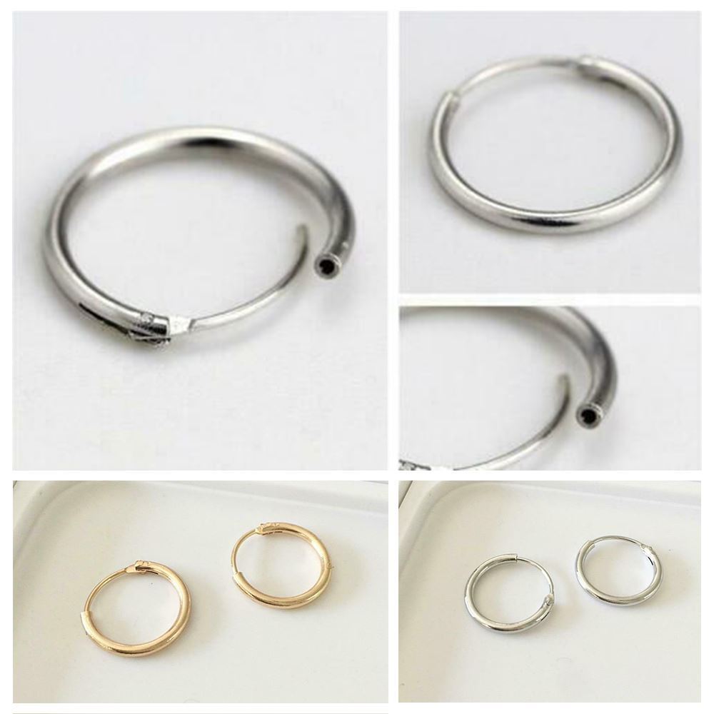 Women Circle Ring Earrings Sterling Silver Gold Plated Hinged Hoop Sleeper UK