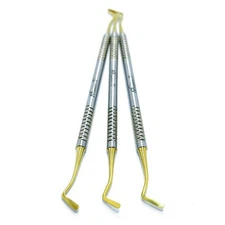 Set of 3 Dental Flat Plastic Filling Instruments Composite Gold Tips Restoration