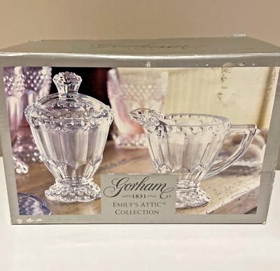 VTG Gorham Crystal Sugar Bowl & Creamer Set Emily's Attic Collection Elegant NEW