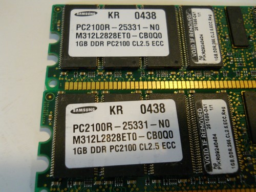 X4 Samsung 1GB DDR PC2100 CL2.5 ECC 1Rx8 PC2-6400U-666-12-ZZ DDR PC2700 CL2.5 - Picture 2 of 6