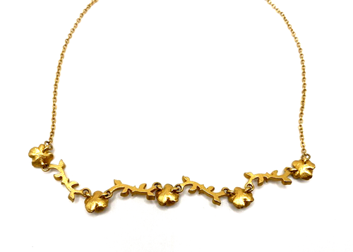 Vintage Avon NR Nina Ricci Necklace Gold Tone Roses Flowers and Rhinestones - Picture 12 of 13