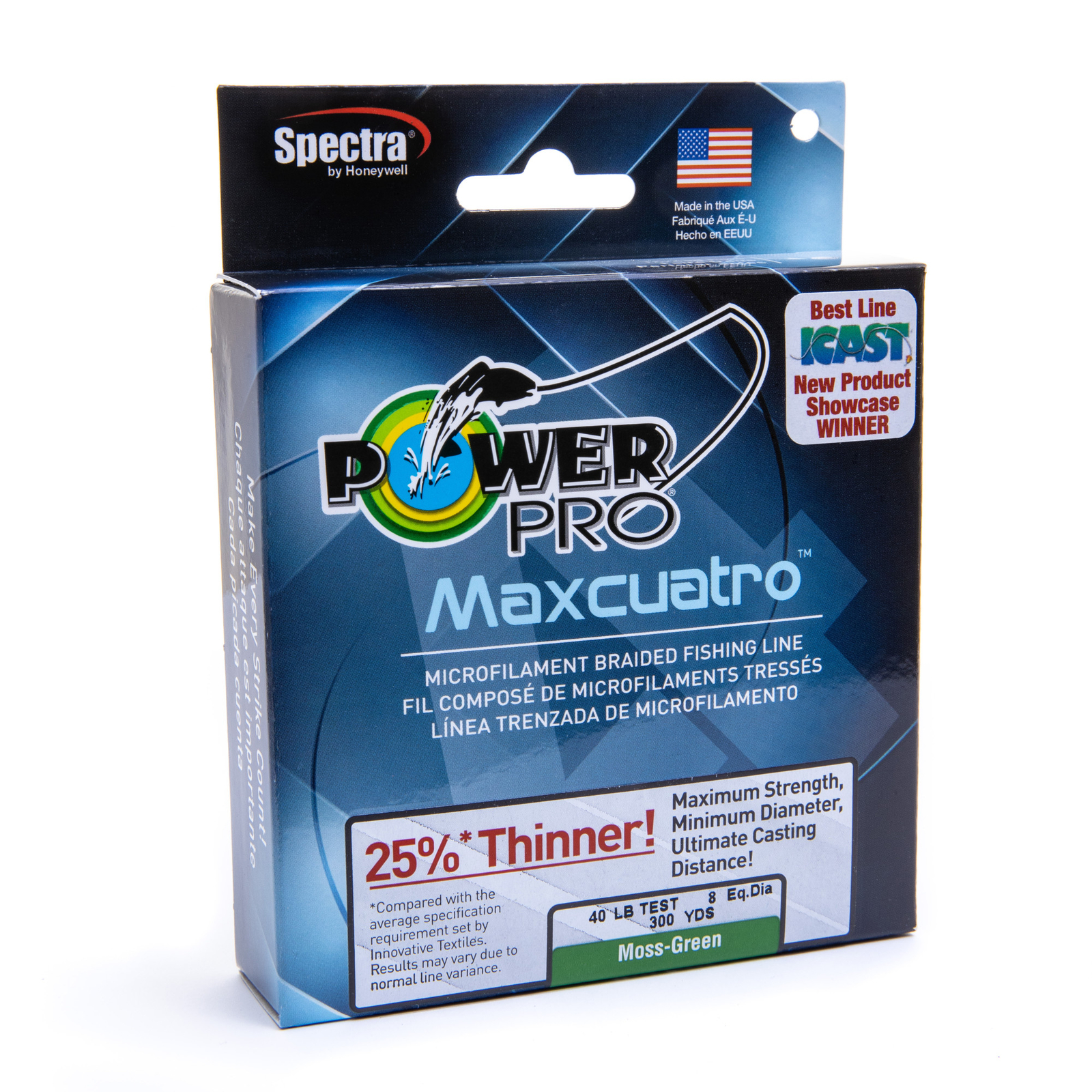 Плетеная леска PowerPro Maxcuatro - Moss_Green - 40 фунтов - 1500yd/1372 м (3...