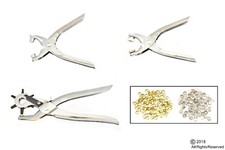 3pc Leather Belt Hole Punch  Eyelet Plier  Snap Button Grommet Setter Tool Kit