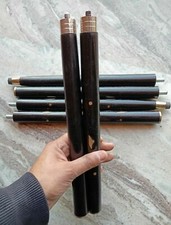 Set of 2 PCs 3 Fold Black Wooden Walking Stick Cane For Head Handle Only Shaft
