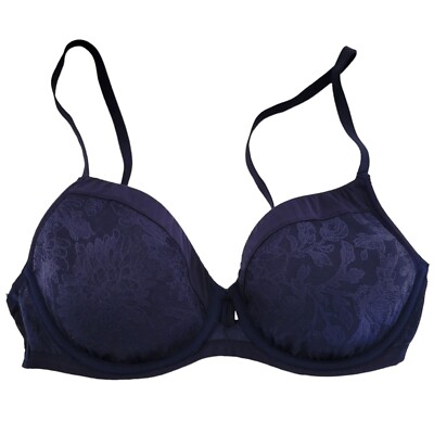 Soma Bra Lightest Lift Modern Coverage 34C Dark Blue Lace Overlay Underwire Bra