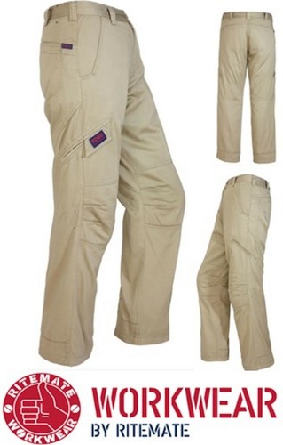 RITEMATE - UNISEX LIGHT WEIGHT CARGO MENS WOMENS WORK PANT TROUSER - RM8080 - Picture 3 of 9