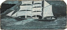 Barque with a Man at the Wheel on a Stormy Sea Naïve Maritime  : Alfred Wallis