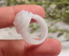 Video Certified Natural A JADE Jadeite Rose Flower RING USA.8.25     405698 VS