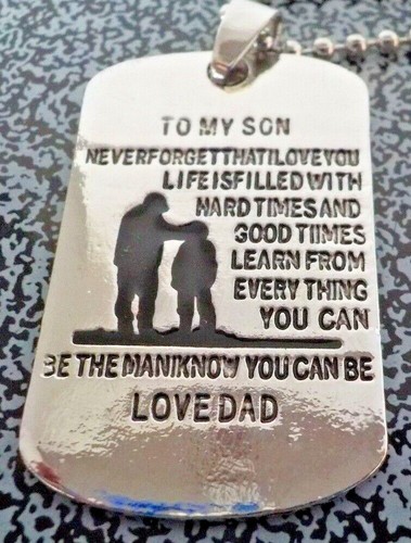 Men Silver Stainless Steel Dog Tag Engrave Letter Pendant Necklace 18" New - 第 6/6 張圖片