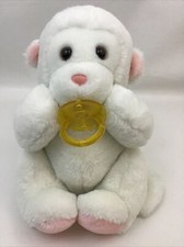 Dakin Monkey Plush White Fun Farm 1985 w Pacifier Pink accents 10