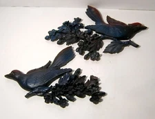Vintage 1967 Pair of Bird On Dogwood Branch Plastic Wall Decor Dart