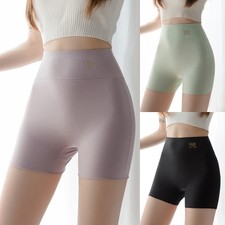 Womens Ladies Plain Underwear High Waist Seamless Stretch Boxer Shorts Pants