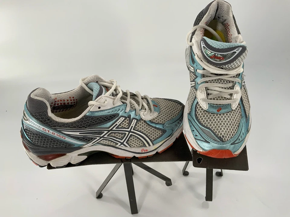 Asics Gel GT-2160 Sz 7 Women Gray Blue Running Shoes Worn Few Times YGI C2S-28 - Image 2 of 4