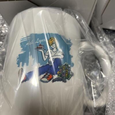 Set of 2 BANANA FISH Mug with Sticker - Ash Lynx - White