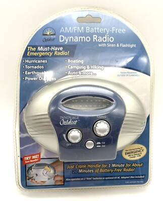 AM/FM Battery Free Radio Dynamo Emergency Innovage Outdoor