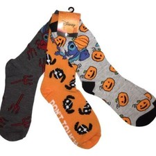 Disney Lilo  Stitch Halloween 3 Pair Socks Novelty Crew Socks Size 10-13