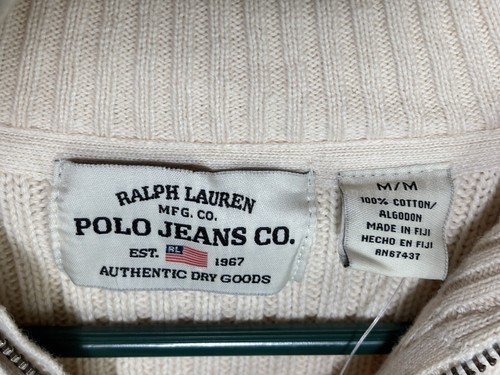 Maglione pullover uomo RALPH LAUREN polo jeans media a costine 1/4 zip nuovo con etichetta vintage - Foto 9 di 14