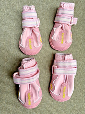 QUMYPet Dog Shoes Boots Small Dog/Puppy Set of 4 Paw Protectors Size 2 PINK -NEW