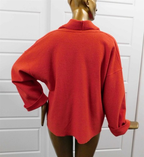 Eileen Fisher Tomato Red Wool Jacket sz L - Picture 3 of 4