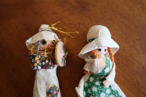 Lot of 2 Vintage Doll Ornament / Figure Man Woman Rustic Boy Girl 6" - Picture 3 of 9