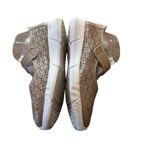 Spring Step 39 8.5 Tan Shirlene Mary Jane Flats Sneakers Laser Cut Floral Design - Picture 6 of 10