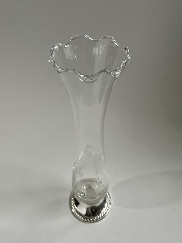 Vintage Duchin Creations Sterling Silver Bud Vase Glass Etched Flowers Weighted - Picture 6 of 15