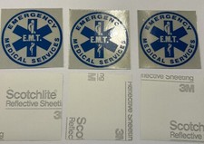 Small 3 inch Decal Sticker Reflective EMS EMERGENCY MEDICAL SERVICES