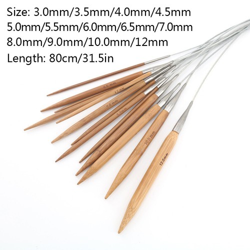Bamboo Circular Sewing Needles 3.0mm-12.0mm Hand Knitting Crochet Needles Hook - Picture 12 of 24
