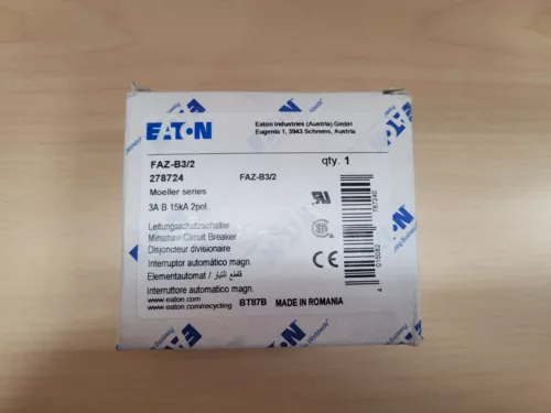 EATON ELECTRIC FAZ-B3/2 278724  Miniature circuit breaker (MCB), 3A, 2p, type B
