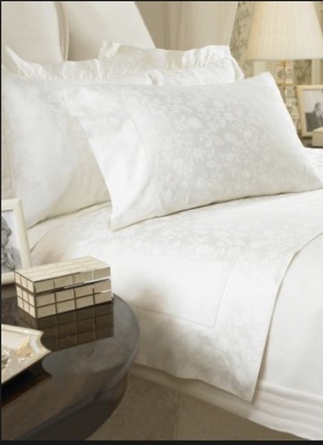 Ralph Lauren Ashmont Floral Jacquard Cotton Sateen Fitted Sheet White - Cal King - Picture 3 of 5