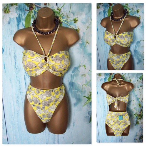 NEW LADIES TU BIKINI SET SIZE 20, Yellow Coral Shell Print Holiday 2 piece