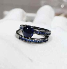 2Ct Round Lab-Created Sapphire Bridal Engagement Ring Set 14K White Gold Plated