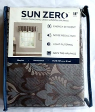 Sun Zero Grey Mayfair Room Darkening Back-Tab Valance 54 x 18in.