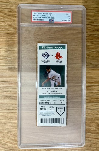 April 15 2013 Red Sox Full Ticket Boston Marathon Bombing Tragedy PSA ortiz