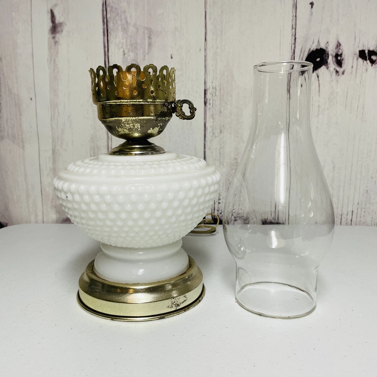 Hobnail milk glass hurricane lamp deals