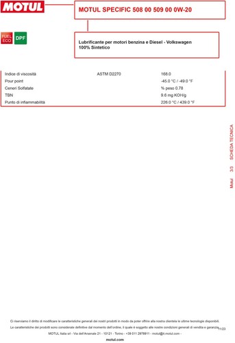 7Lt Aceite Coche MOTUL Específicos 0W20 VW 508 00 509 00 Acea C5 Api Sn Porsche - Imagen 6 de 6