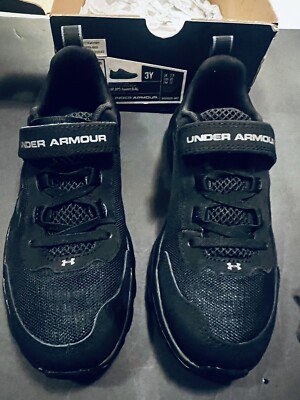 Under Armour UA BPS Assert 9 Black Boy's Sneakers SZ 3Y NIB