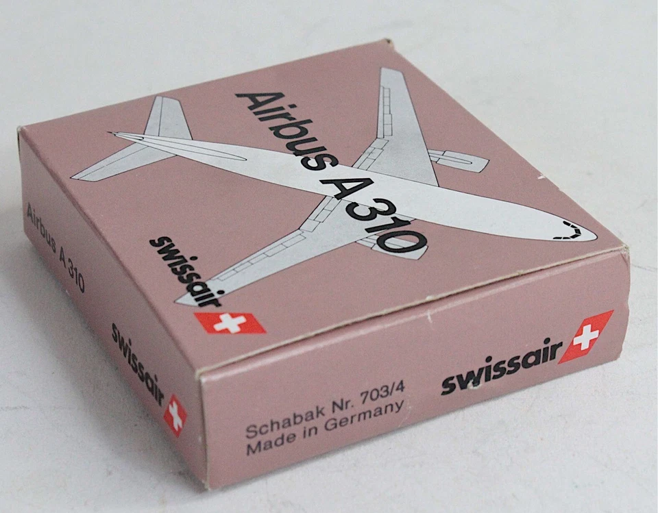 Antigo modelo de avião fundido Schabak Nr 703/4 Swissair Airbus A 310 em ob - Imagem 3 de 4