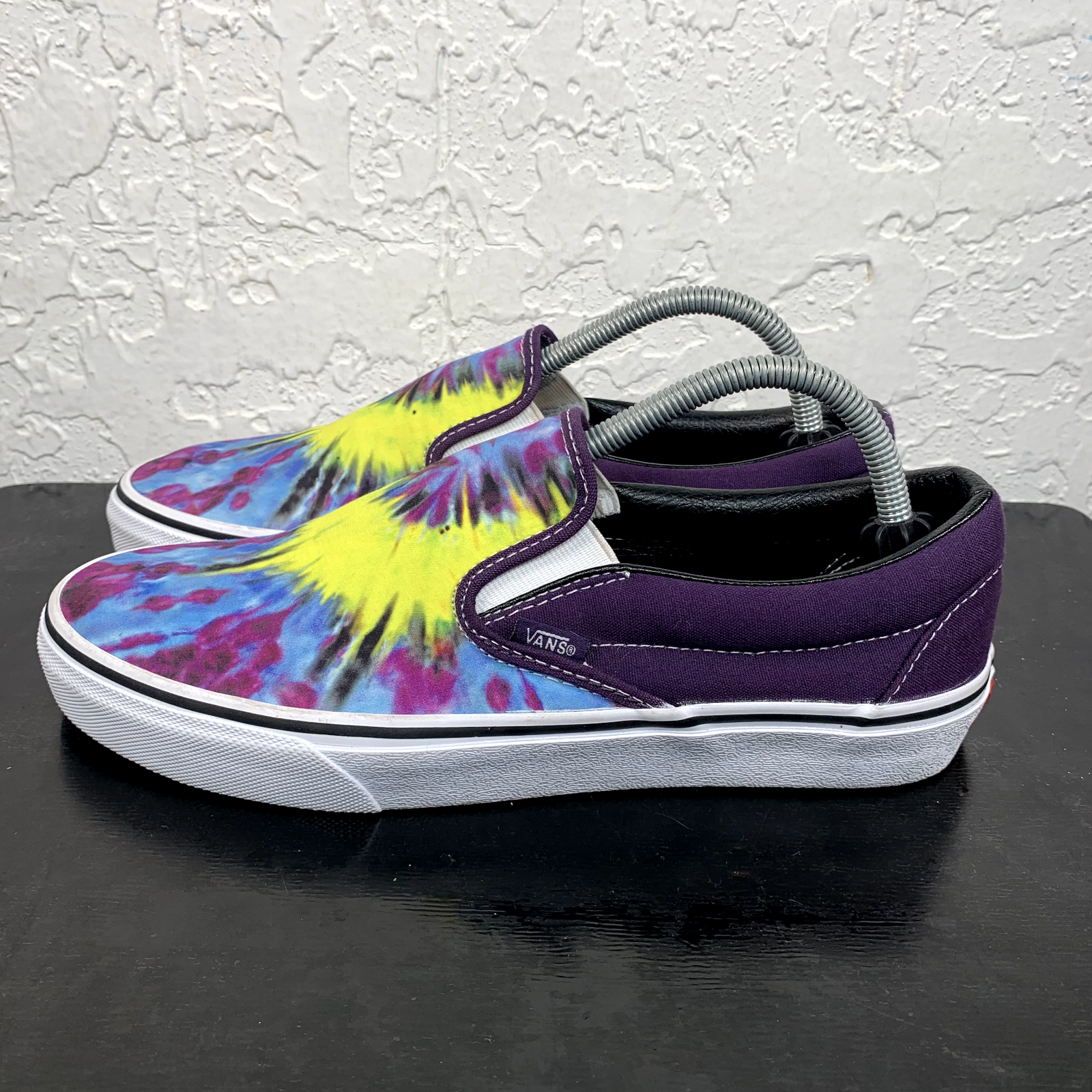 Vans Slip On Womens Size 10.5 Purple Yellow Blue Skate Shoes Loafers-image