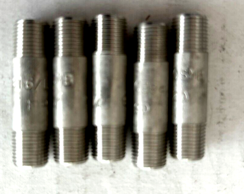 1/8" x 1-1/2" Threaded NPT Nipple Sch40 316 Stainless Steel ste of 5 pcs