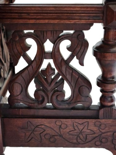 Center Parlor TABLE, Eastlake Victorian, Burl Walnut, Lyre, TN Brown Marble,33"L - Picture 4 of 18