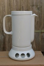 1970s Vintage Art Deco Coffee Pot and Heater Stand