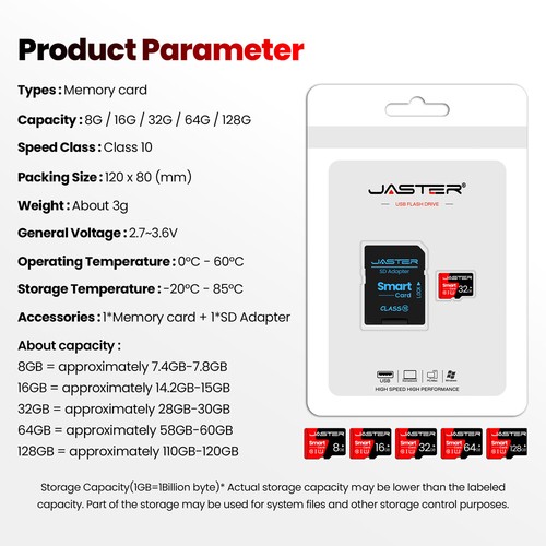 Micro TF SD Tarjeta de Memoria 128 GB CL10 A10 U1 Flash Pen Tarjeta de Unidad para Cámaras - Imagen 7 de 29