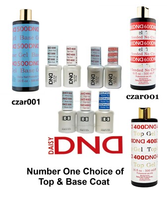 DND UV/LED Gel Top Coat 15ml, Base Coat 15ml & REFILL KIT 16 oz + 2 -You Choose