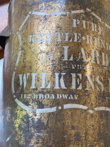 Pure Kettle Rendered Lard Wilens Bros. Fort Wayne IN Stenciled Large Tin Can - Picture 13 of 14