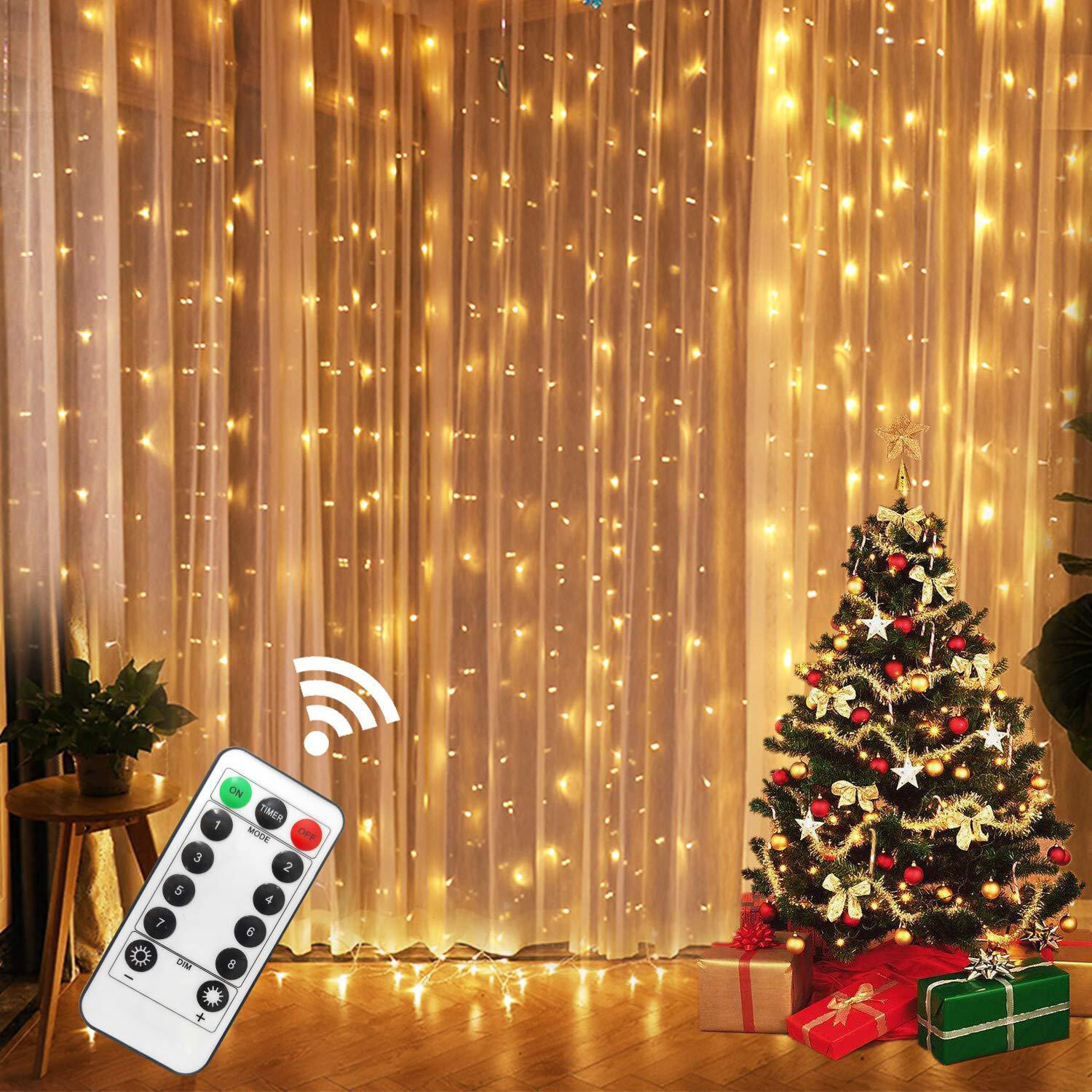 LED Lichternetz Lichtervorhang Innen Außen Garten Weihnachten Lichterkette Deko 